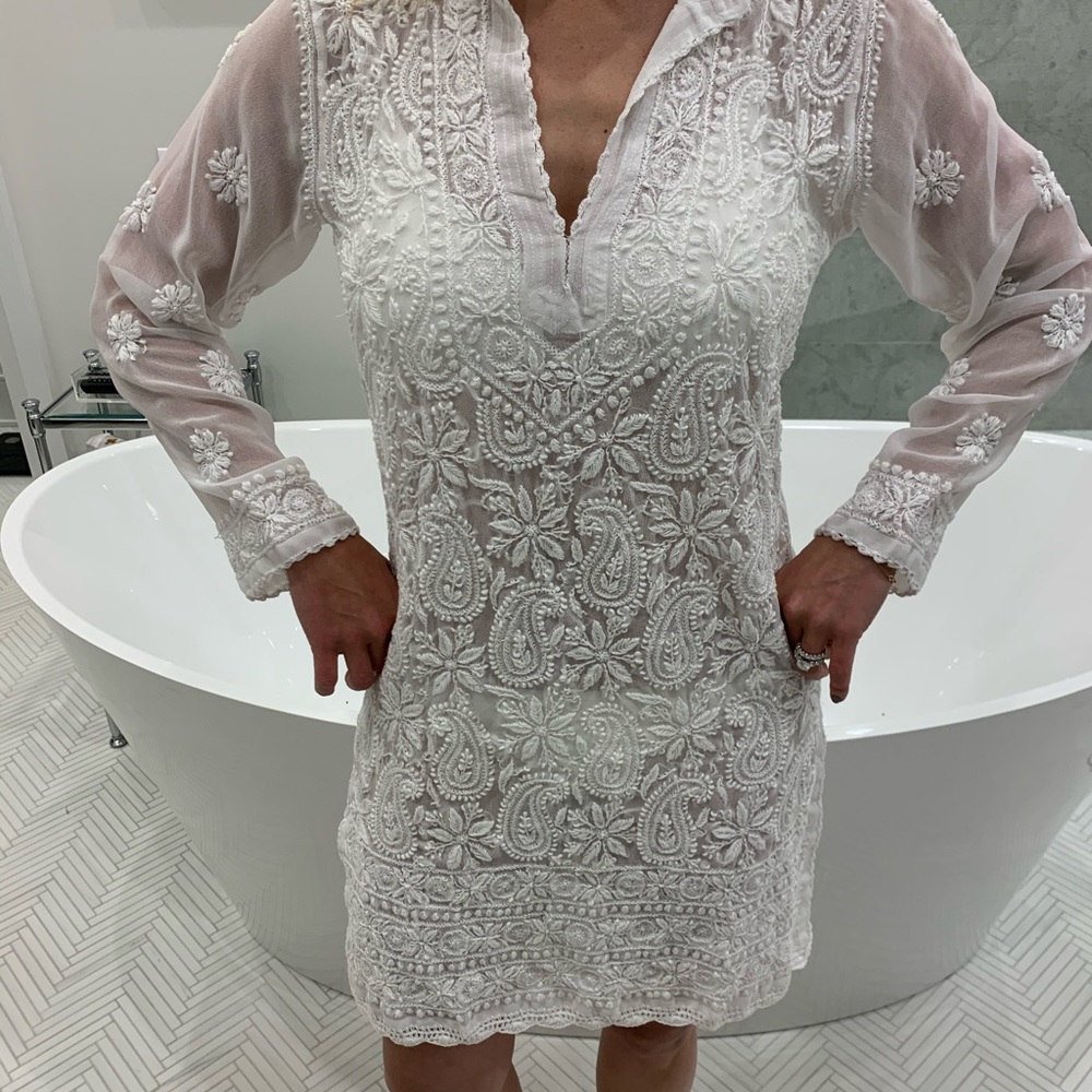 Samson Georgette White Embroidered Caftan *NTW*